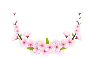 Sakura branch background Vector illustration. Pink Cherry blossom