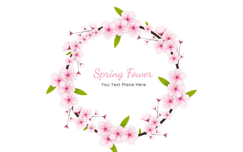 Spring Sakura branch background Vector illustration. Cherry blossom on white background Illustration