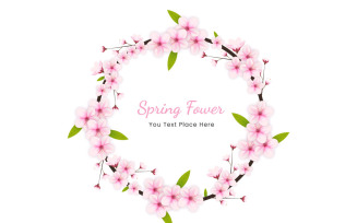 Spring Sakura branch background Vector illustration. Cherry blossom on white background