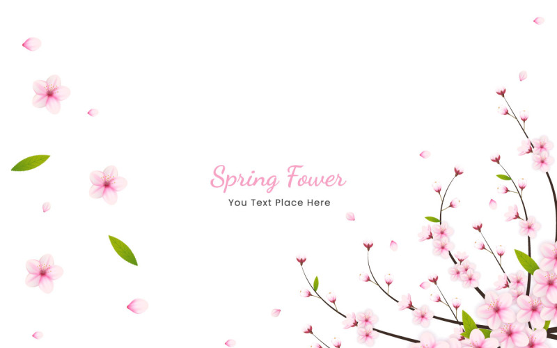 Spring Sakura branch background Vector illustration. Pink Cherry blossom idea Illustration