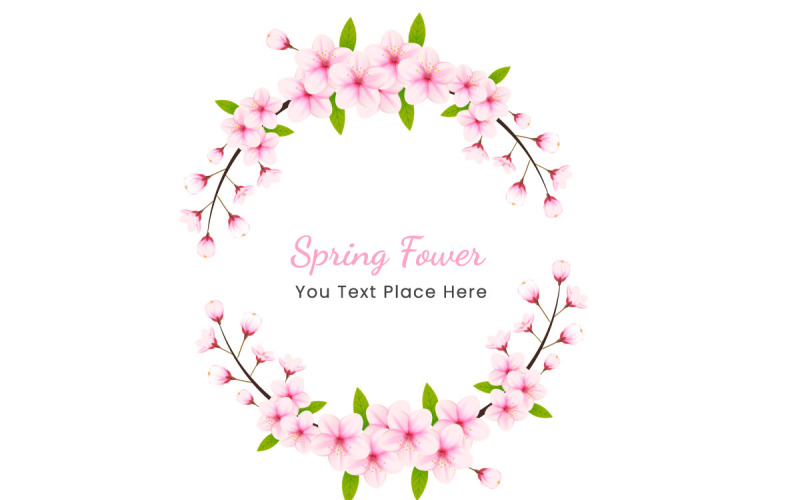 Spring Sakura branch background Vector illustration. Pink Cherry blossom transparent background Illustration