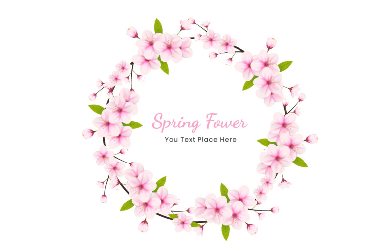 Spring Sakura branch background Vector illustration. Pink Cherry blossom Illustration