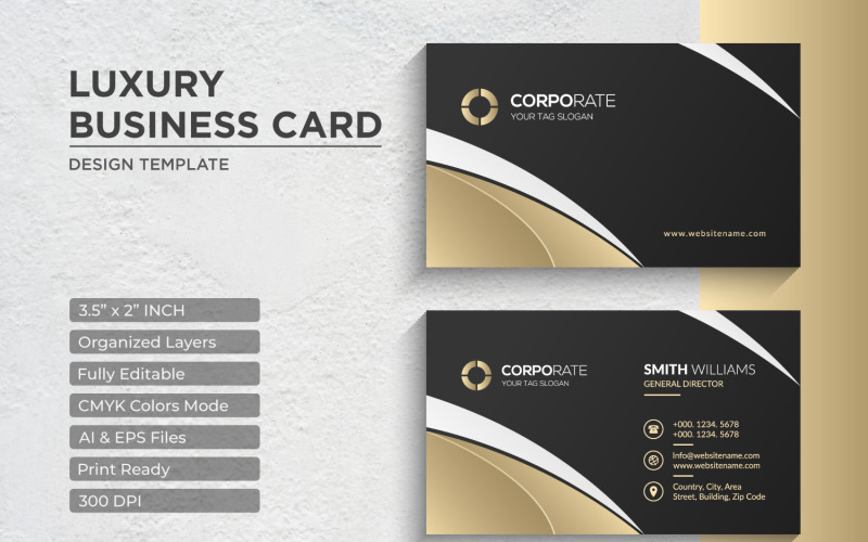 Luxury Golden Business Card Design - Corporate Identity Template V.037