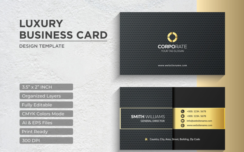 Luxury Golden Business Card Design - Corporate Identity Template V.055