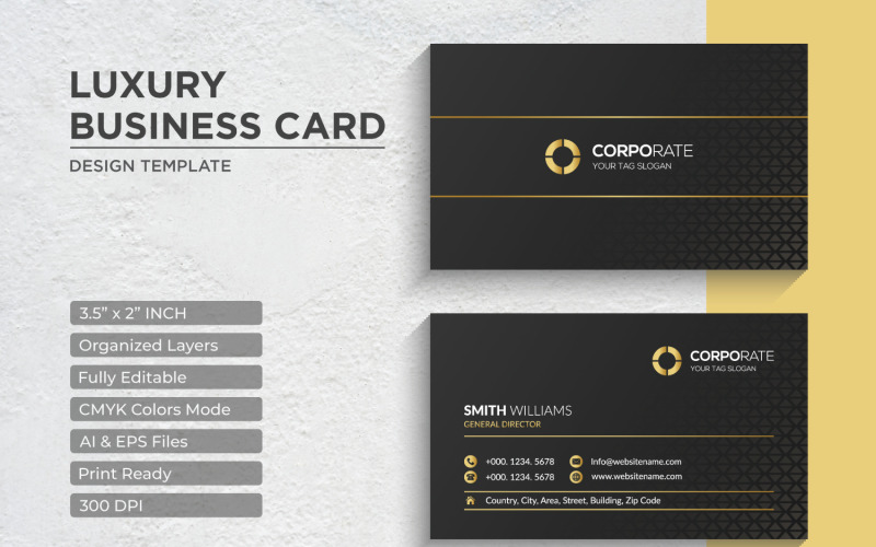 Luxury Golden Business Card Design - Corporate Identity Template V.062