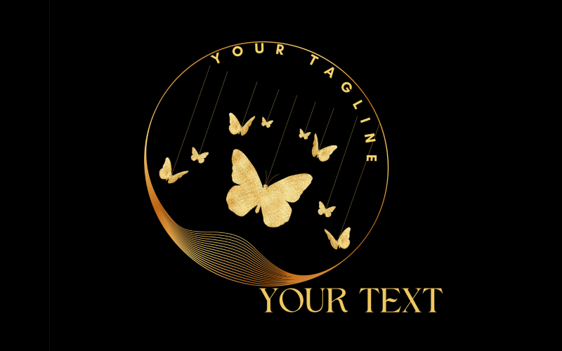 Beautiful butterfly artistic golden logo Logo Template