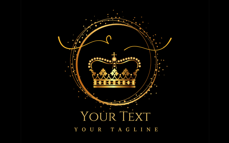 Golden Crown Glittering King Queen Vector Circle Logo Logo Template