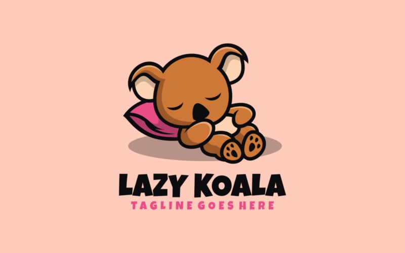 Lazy Koala Mascot Cartoon Logo Logo Template