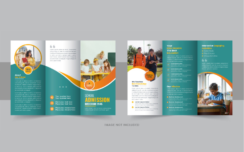 back to school admission or Education trifold brochure Corporate Identity