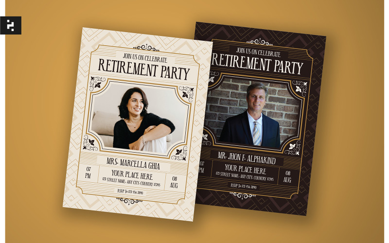 Classic Vintage Retirement Party Invitation Template Corporate Identity