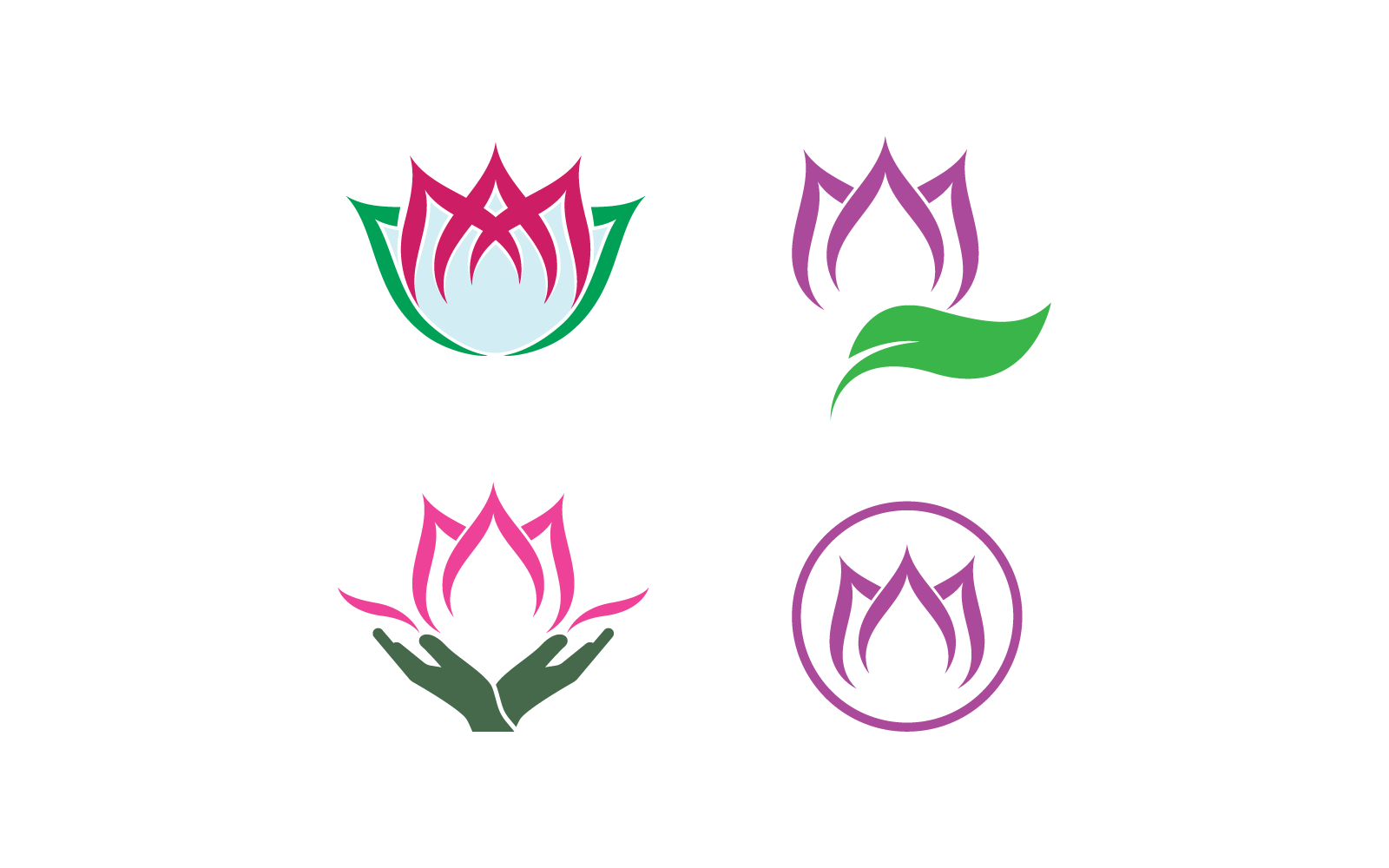 Ensemble de fleurs de Lotus illustration logo vector design plat