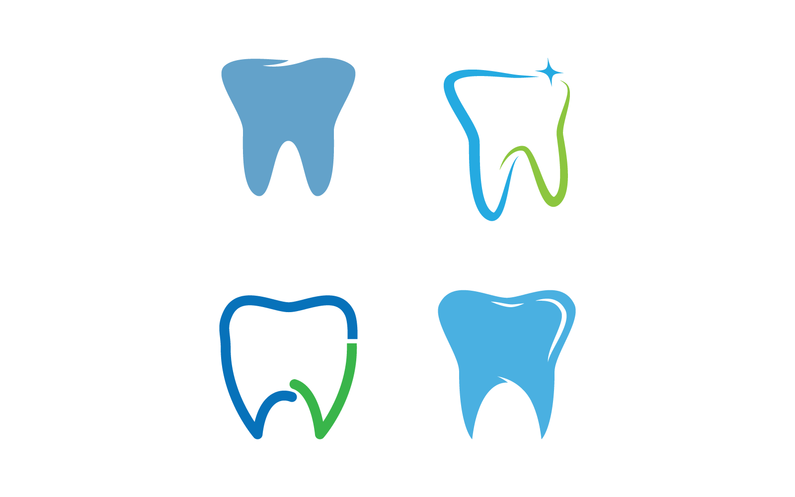 Satz von Dental-Logo-Vorlagen, Vektorgrafik, flaches Design