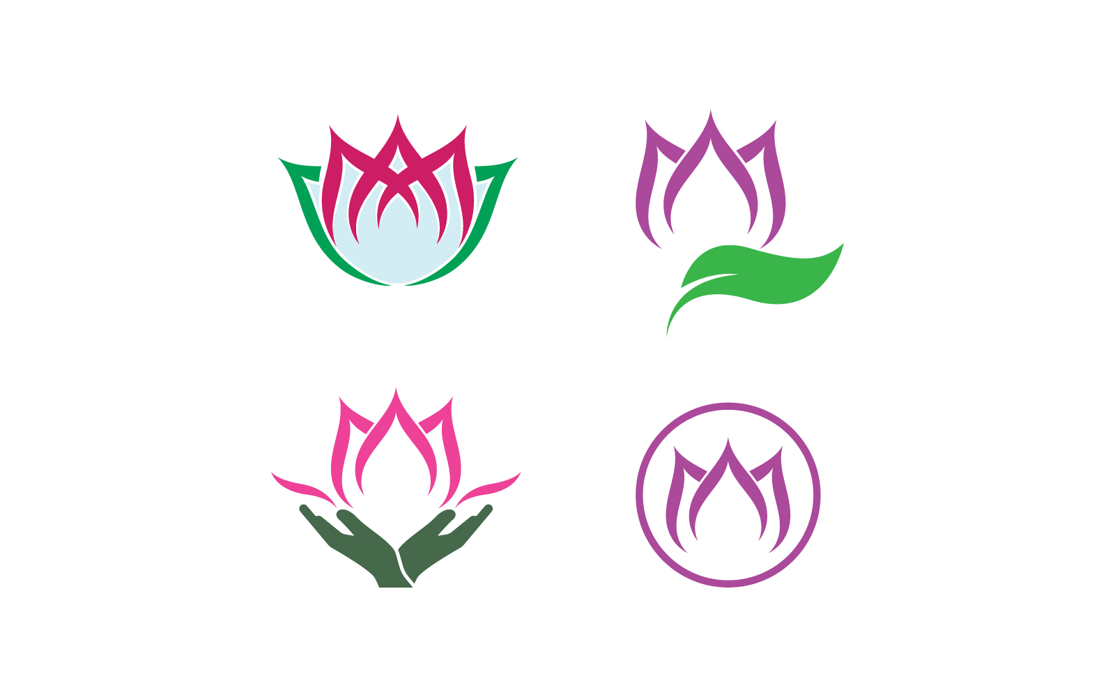 Set van lotusbloemen illustratie logo vector plat ontwerp