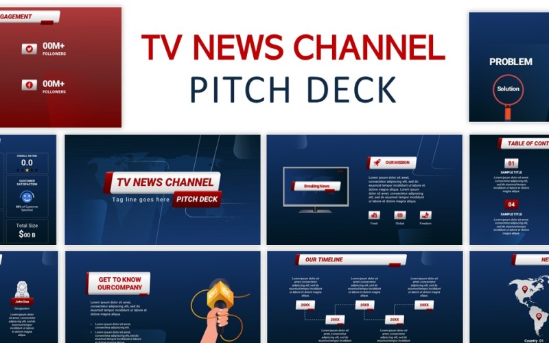 TV NEWS CHANNEL PITCH DECK PowerPoint Template