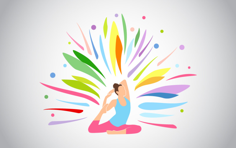 Colorful Yoga Girl T-Shirt Template T-shirt