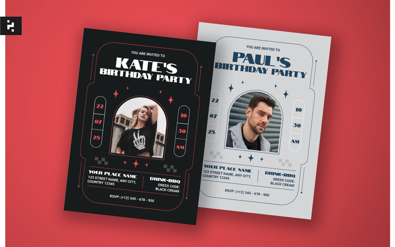 Creative Bold Birthday Party Invitation Corporate Identity
