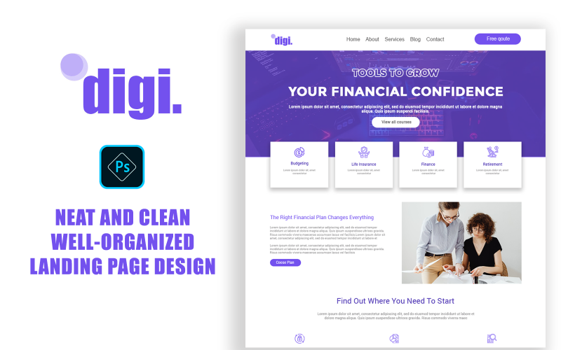 Digi, IT solutions, Business and services Multipurpose Landing Page PSD Template