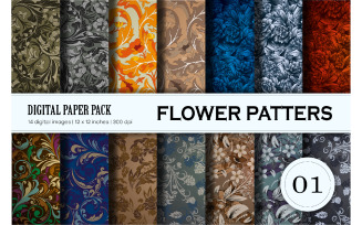 Floral Patterns 01. Digital Paper.