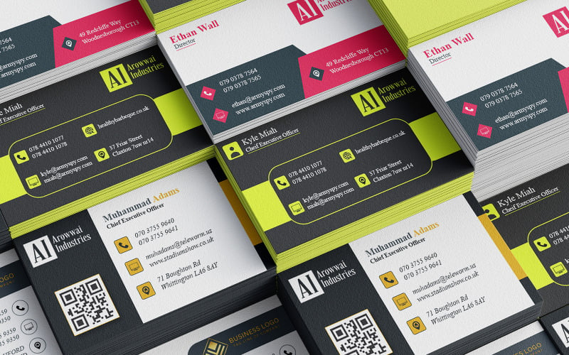 Bundle of 10 Business Cards with front and back PSDs and JPEG Corporate Identity