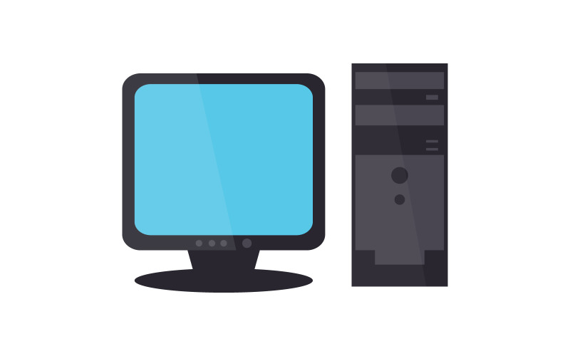 Computer monitor illustrated and colored in vector with a background Vector Graphic