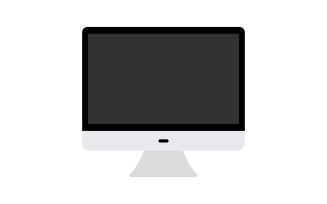 Computer with monitor illustrated and colored in vector on a background