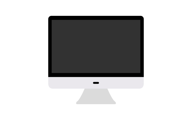 Computer with monitor illustrated and colored in vector on a background Vector Graphic