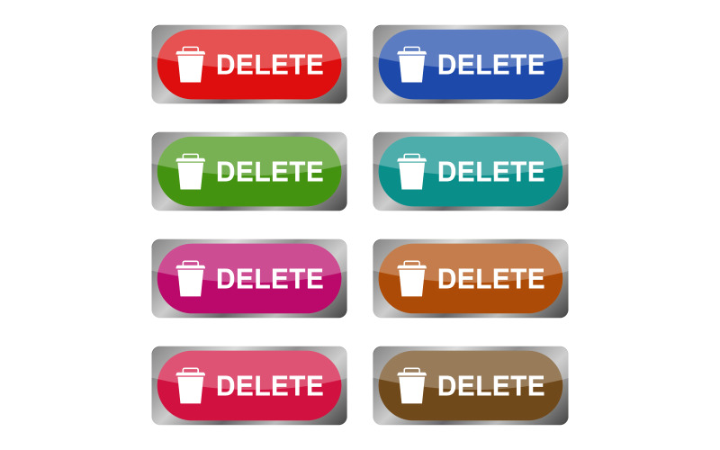 Delete button illustrated on a white background Vector Graphic