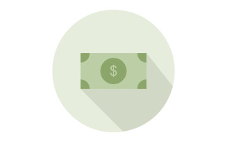 Illustrated and colored dollar on background