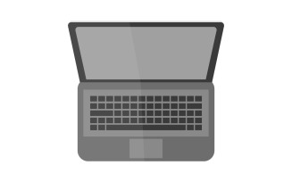 Laptop illustrated and colored gray in vector on a white background