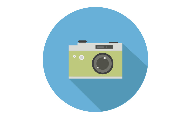Camera icon illustrated and colored on background Vector Graphic