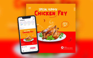 Chicken Fry Food Menu Restaurant Social Media Post Template