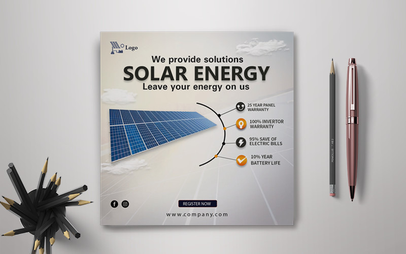 Renewable Solar Energy Flyer - Social Media Corporate Identity