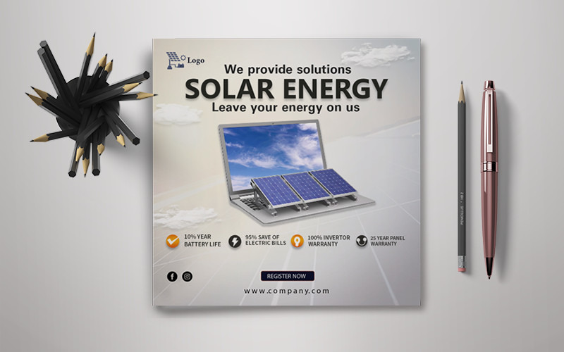 Renewable Solar Energy Square Flyer Template Corporate Identity