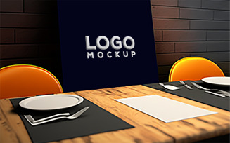 Sing Logo Mockup inLuxury Restaurant | Blue billboard mockup