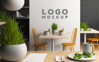 White Board Mockup in Restaurant | Sing Logo Mockup