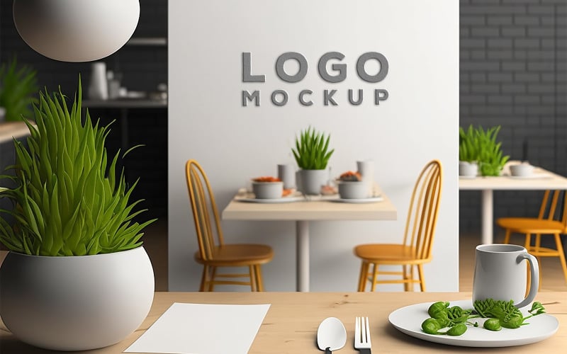 White Board Mockup in Restaurant | Sing Logo Mockup Product Mockup