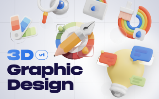 Graphy - Graphic Design Tools 3D Icon Set