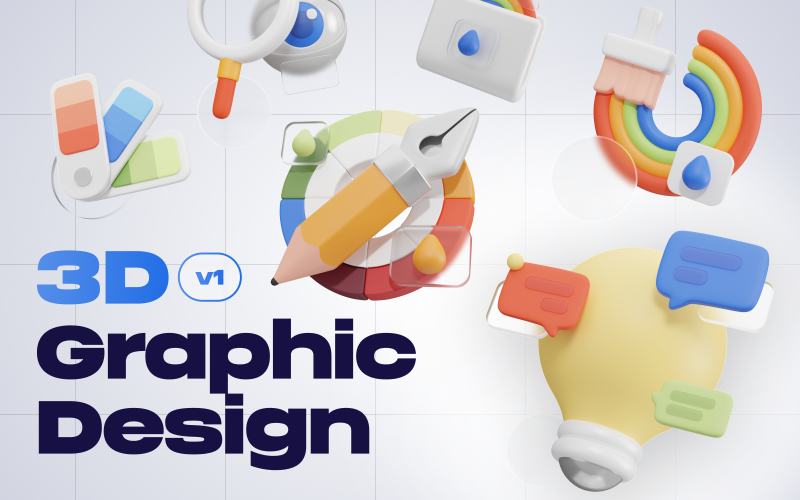 Graphy - Graphic Design Tools 3D Icon Set Model