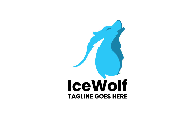 Ice Wolf - an icy blue howling wolf for sport team Logo Template