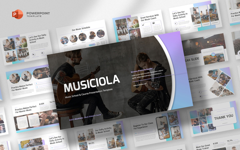Musiciola - Music School & Course Powerpoint Template PowerPoint Template