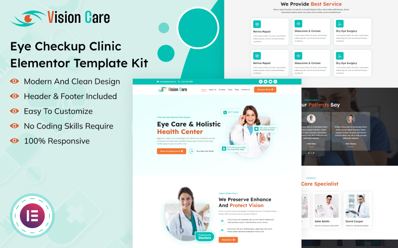 Vision Care - Eye Checkup Clinic Elementor Template Kit Elementor Kit