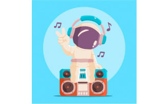 Astronaut Listening Music Illustration