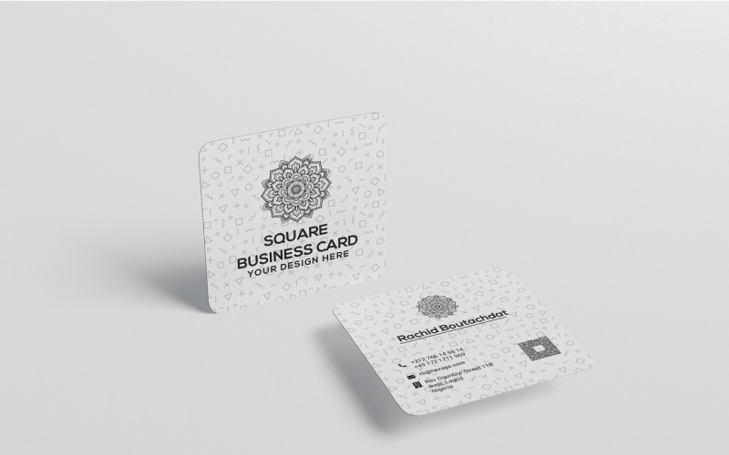 Square Round Corner Business Card Mockup Product Mockup