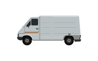 Van illustrated and colored in gray in vector on a white background