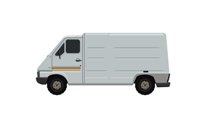 Van illustrated and colored in gray in vector on a white background Vector Graphic