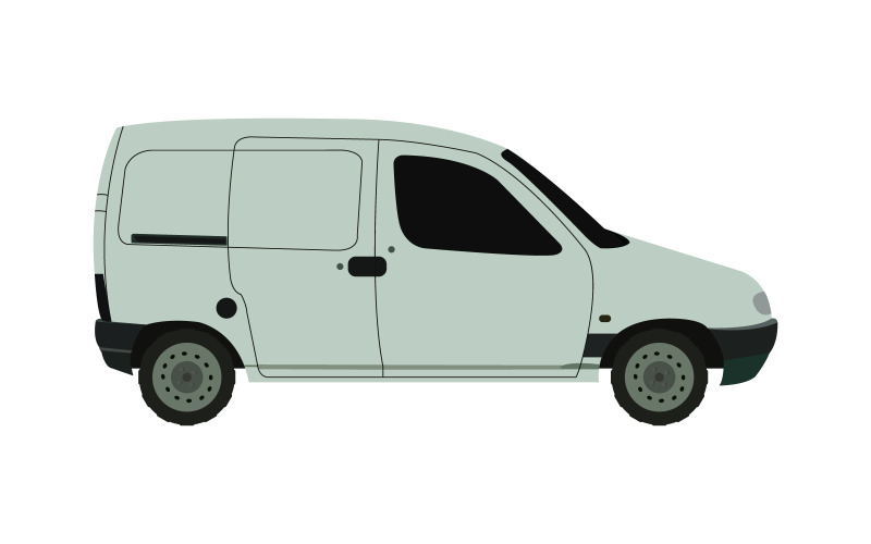 Van illustrated and colored in gray in vector on background Vector Graphic