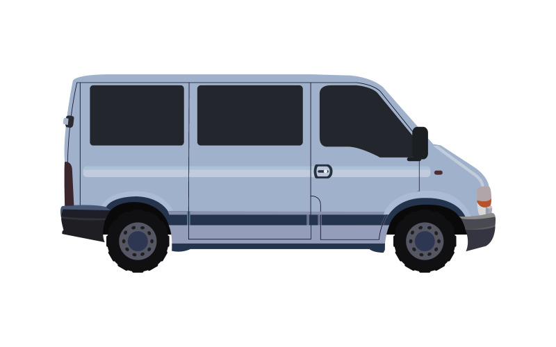 Van illustrated and colored in vector on a white background Vector Graphic