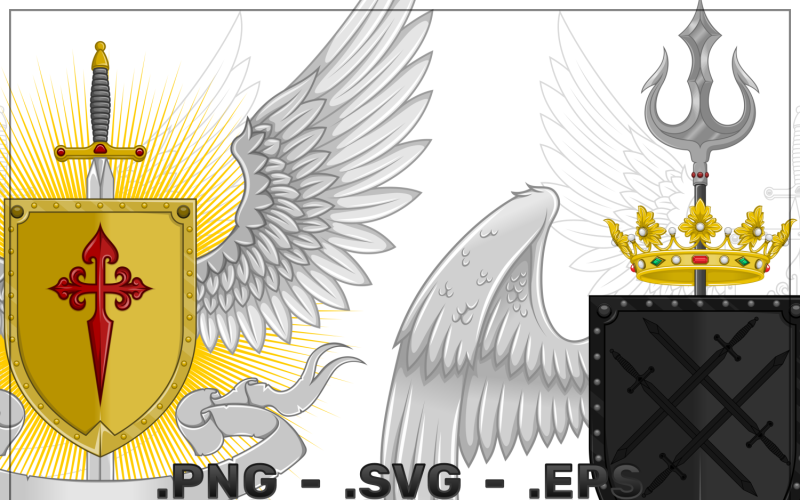 Winged Coat Of Arms Vector Design Vector Graphic
