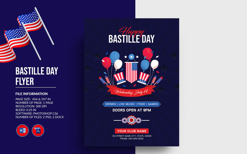 Bastille Day Party Invitation Flyer Template Corporate Identity