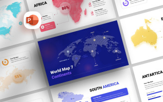 7 Continents World Map Presentation Template